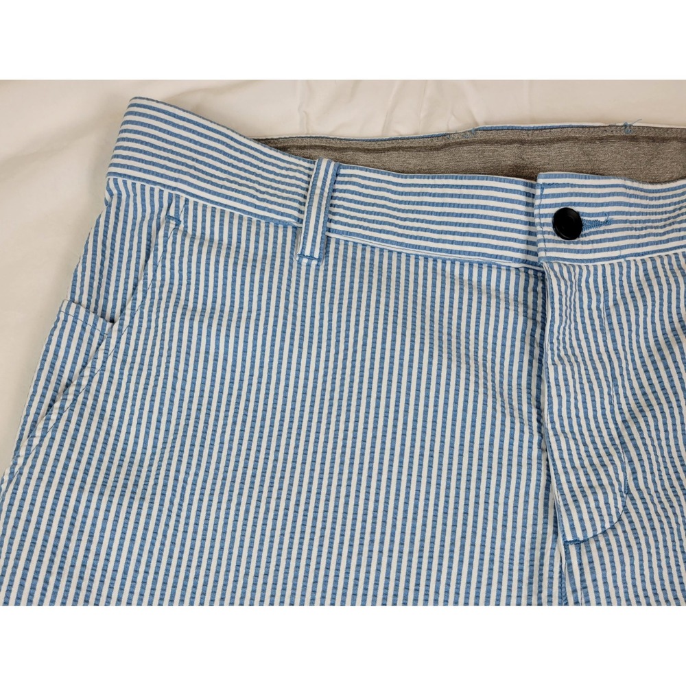 Nike Dri Fit Seersucker Stripe Golf Pants Mens 34x28 Blue White Chino Flat Front - Picture 5 of 10